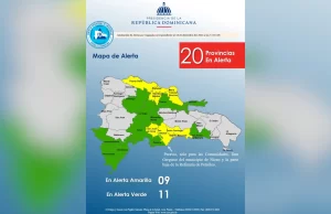 COE aumenta a nueve provincias en alerta amarilla y 11 en verde por vaguada