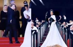 Massiel Taveras desfiló en el Festival de Cannes con diseño “El Cristo” de Gianina Azar